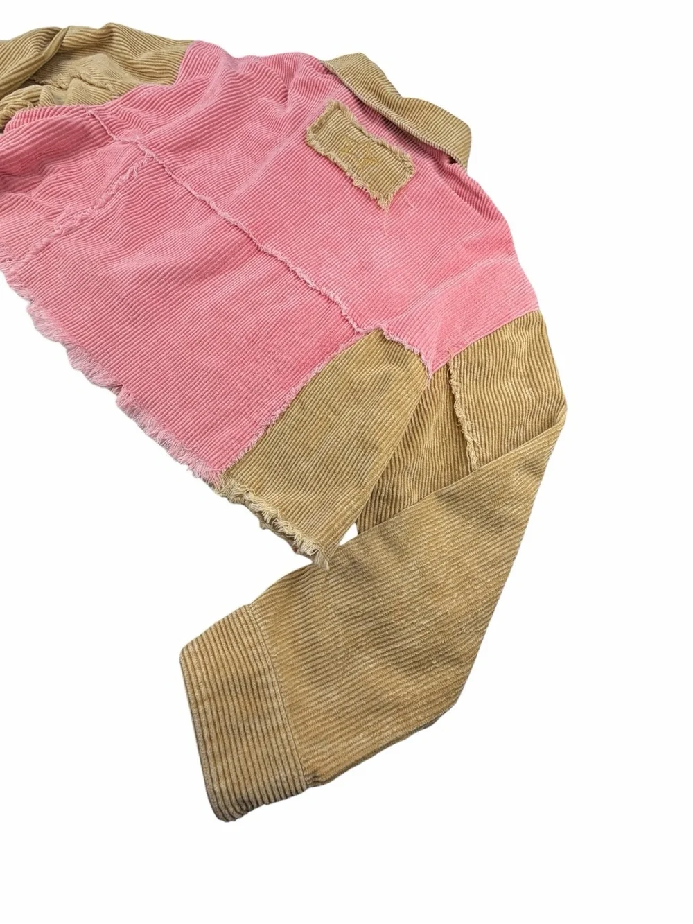 POL Women’s Corduroy Color Block Cropped Jacket In Tan/Peach Size Small - Picture 8 of 8